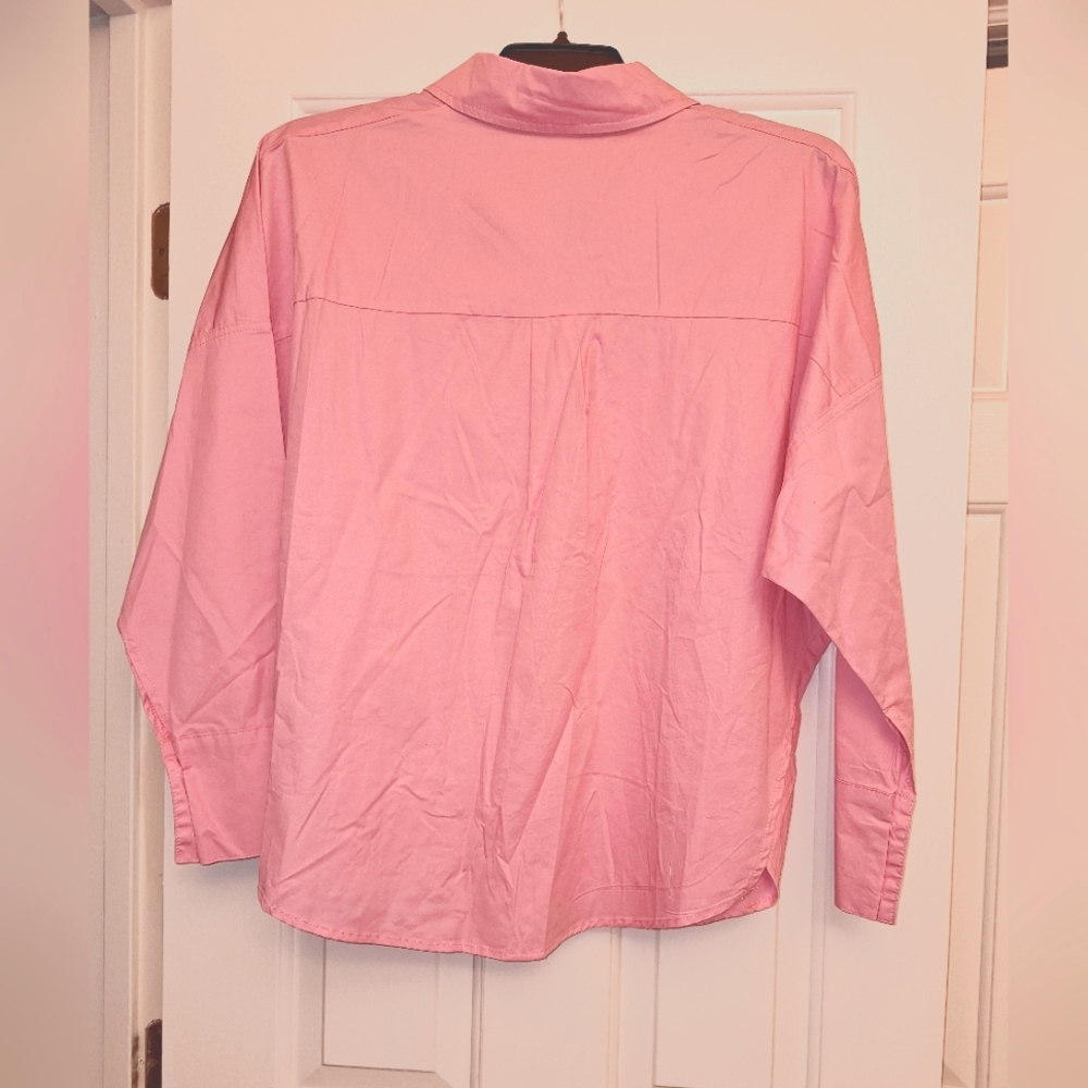 Pol Oversized Pink Button Down Collared Shirt Nwot - image 2